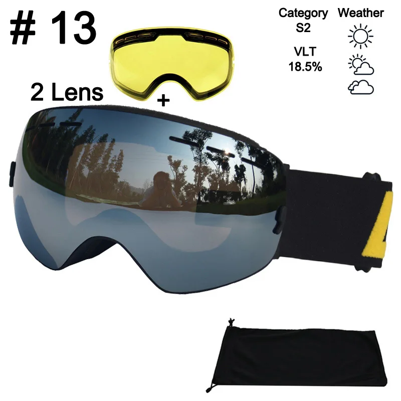 LOCLE лыжные очки UV400 противотуманные лыжные очки двойные линзы снежные Лыжные Сноуборд очки лыжные очки с линзой ночного видения - Цвет: Color 13 With Lens