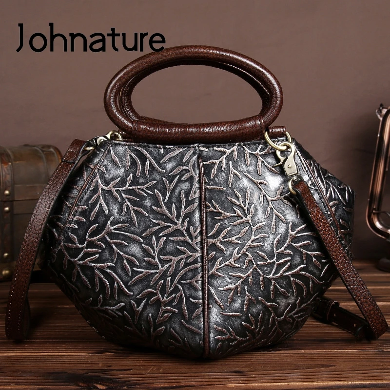 Женская винтажная сумка на молнии Johnature однотонная Сумка-Кроссбоди из