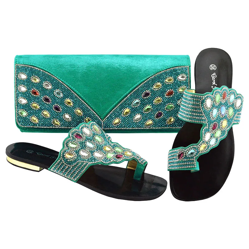 Популярный итальянский комплект из обуви и сумки украшенные Стразы высокого