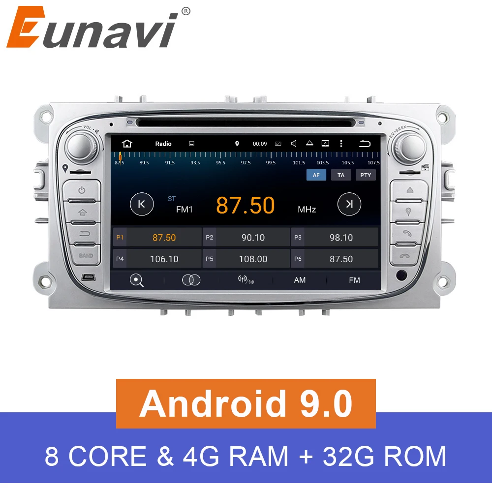 Eunavi 7 ''Android 9 0 4G ram Octa 8 Core Автомобильный DVD Радио стерео плеер для Ford Focus Mondeo S Max Cmax