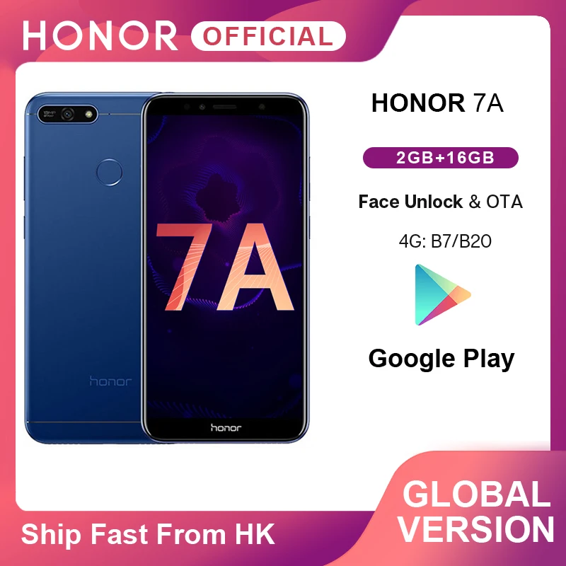 В наличии глобальная версия Honor 7A 2G 16G 7 A Смартфон Snapdragon 430 четыре ядра 13 МП 5 дюйма