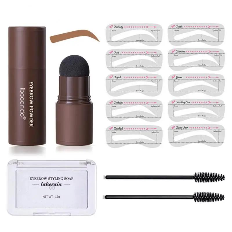 

One Step Eyebrow Stamp Shaping Kit Professional Eye Brow Gel Stamp Makeup Kit With 10 Reusable Eyebrow Stencils Eyebrow Brushes