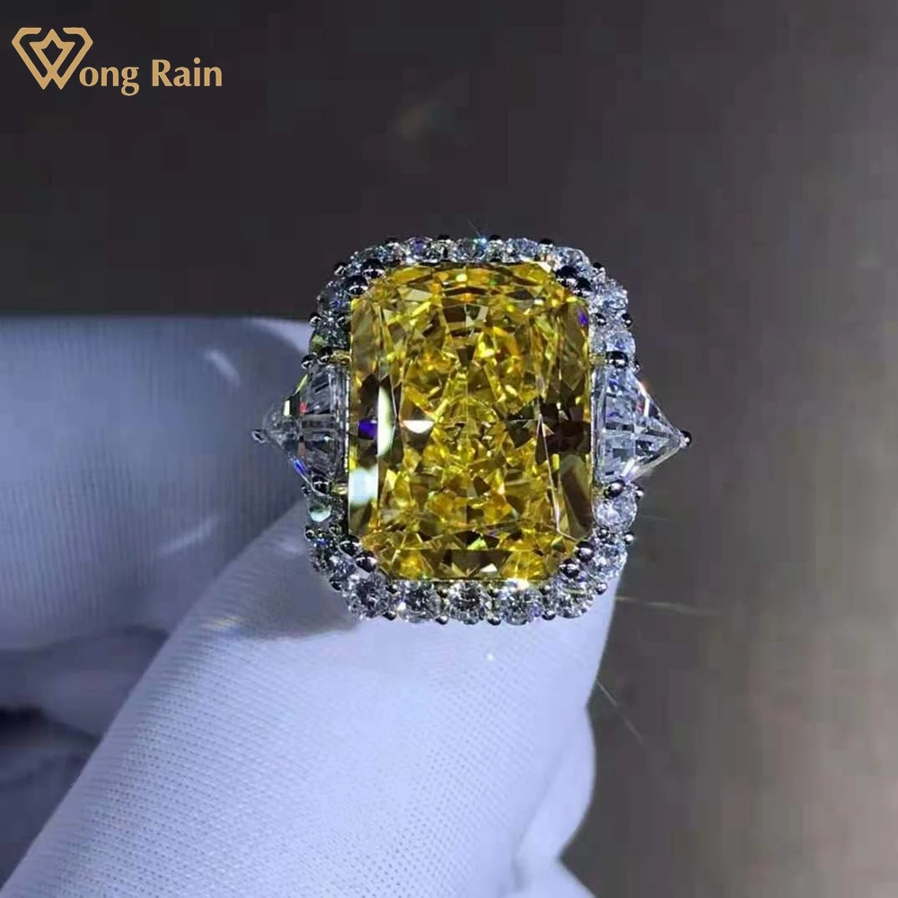 

Wong Rain 925 Sterling Silver 10 CT Radiant Cut D Created Moissanite Diamonds Engagement Ring Customized Rings Fine Jewelry Gift