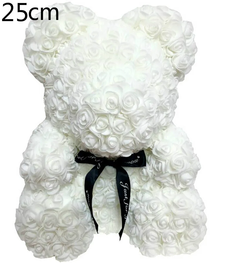25cm White 40 см 25 см Валентина Роза Медведь Сердце цветок подарок для подруги День рождения Свадьба искусственные вечерние Декор для дома цвет красного вина розовый - Цвет: 25cm White