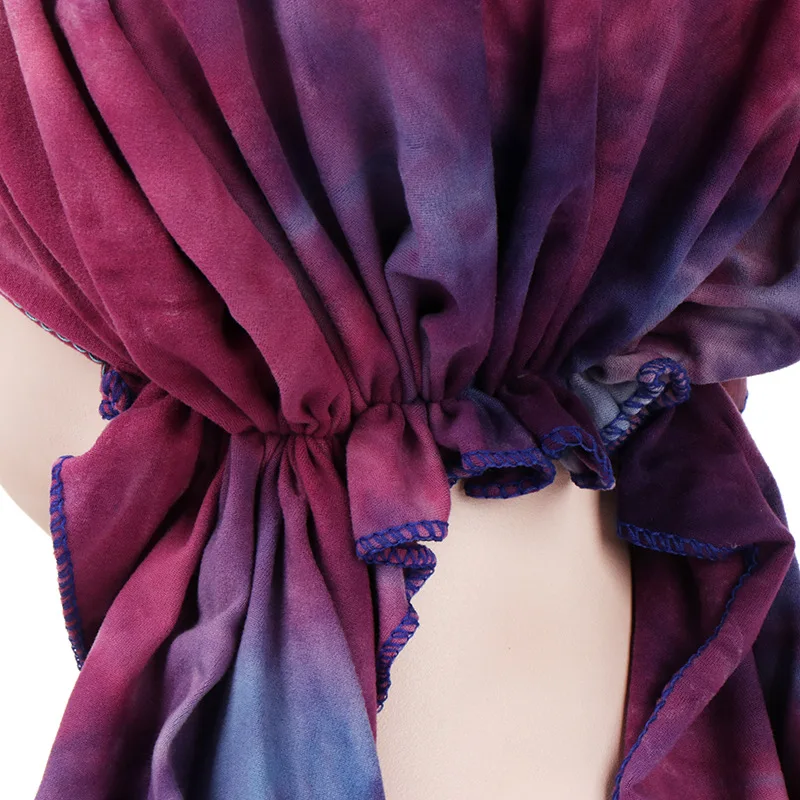 

New European and American tie dyed curved flower cloth hat, Muslim headgear, pure cotton double faced cap