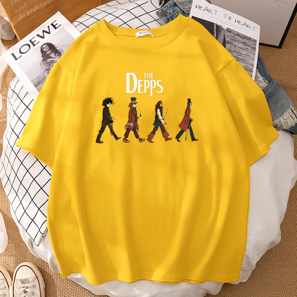 

Cartoon Character The Depps Printing Tshirt Short Sleeve Men Clothing Funny Retro Tops Fashion Pattern T-Shirt Summer Streetwear