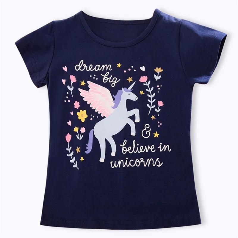 Детские Забавные футболки для мальчиков с единорогом принцессы девочек детские