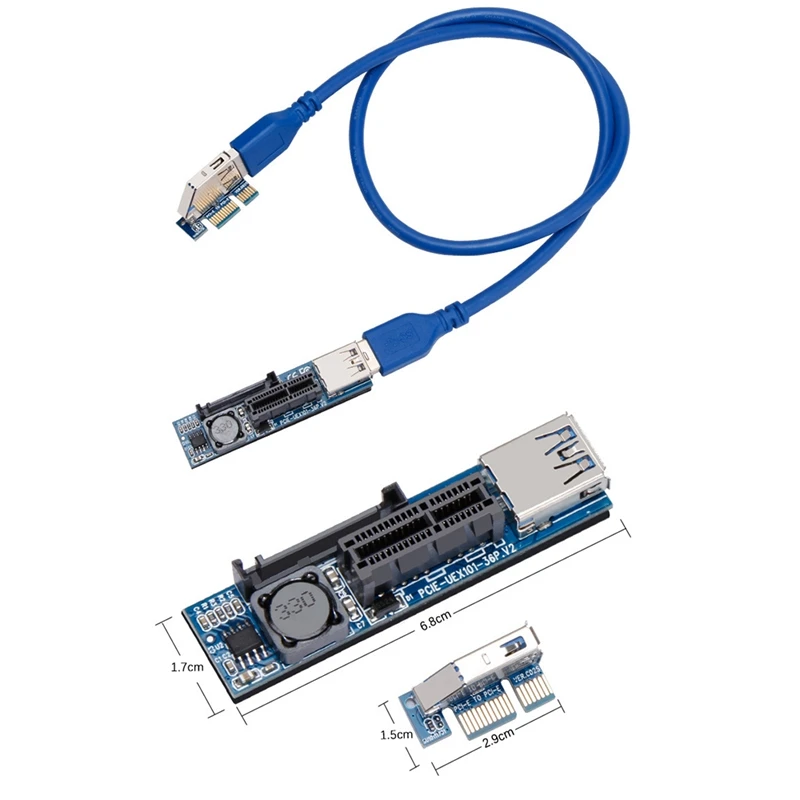 

PCI-E Extender PCI E 1X to 1X Riser USB 3.0 Cable SATA Power Working for Motherboard PCI-E X1 Slot Bitcoin Miner