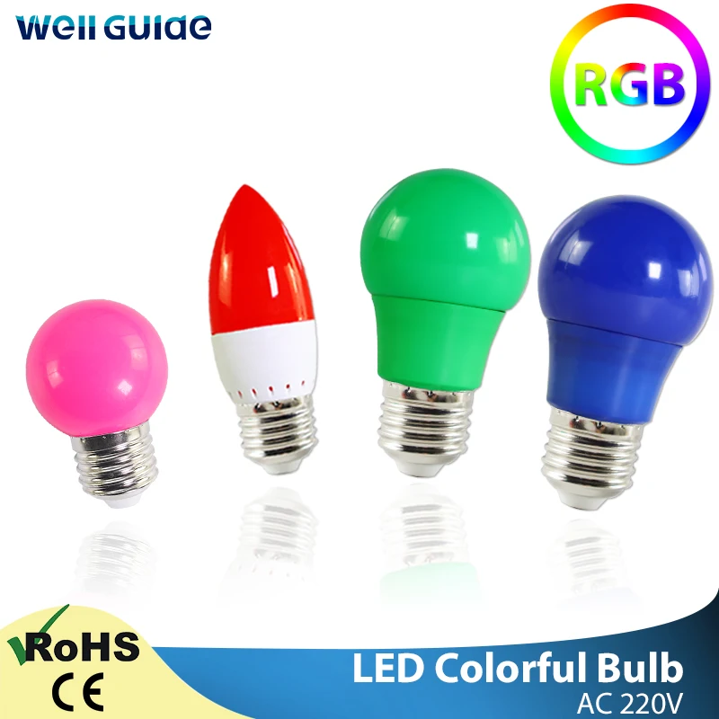 Светодиодная лампочка E27 E14 3 Вт 5 7 лампа RGB A60 A50 G45 C35 светодиодная свесветильник