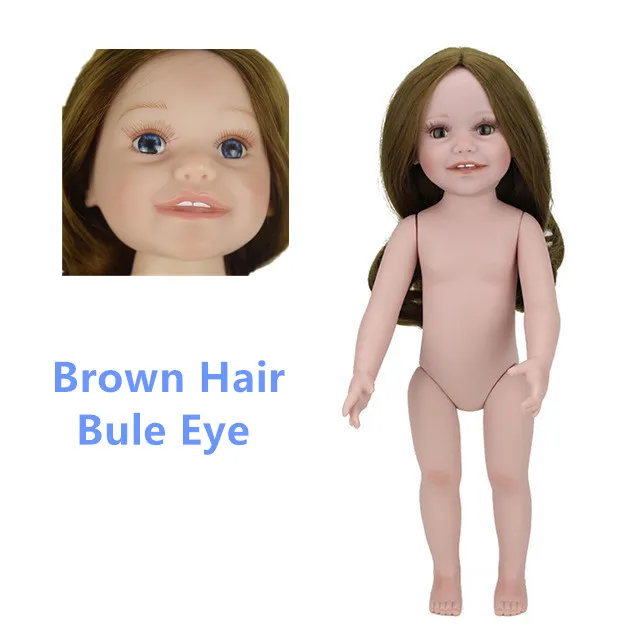 NPKDOLL, силиконовая кукла для новорожденного, 45 см, мягкая, виниловая, голая, ручная работа, кукла, Реалистичная, обнаженная, кукла для детей, подарки на день рождения - Цвет: Brown Hair Bule Eye