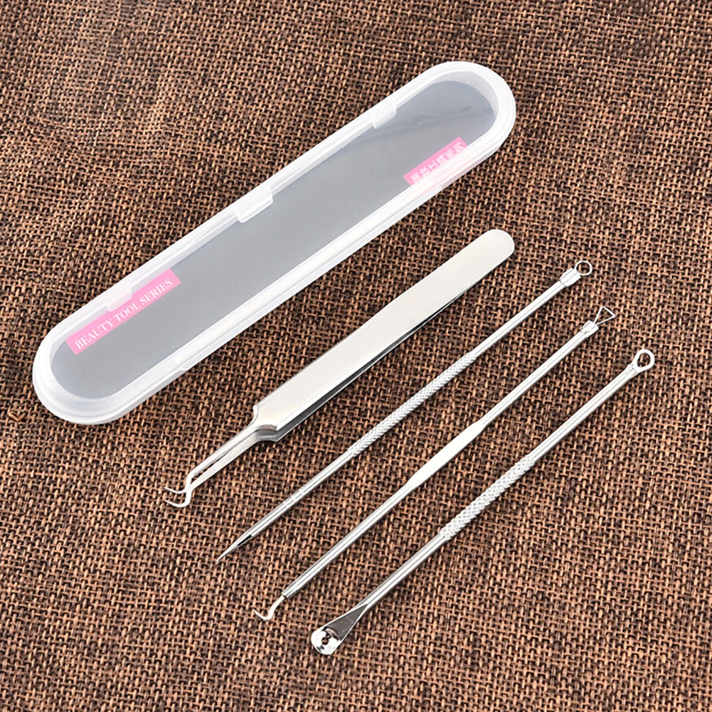 4pcs Set Black Dot Pimple Blackhead Remover Tool Needles For Squeezing Acne Tools Face Cleaning Comedone Extractor Pore Clean