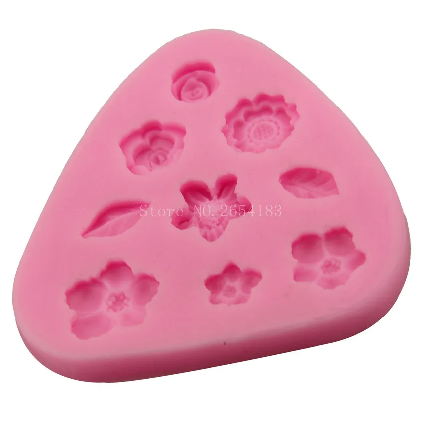 С цветочным принтом и героями мультфильмов листьев силиконовые Fondant (сахарная)