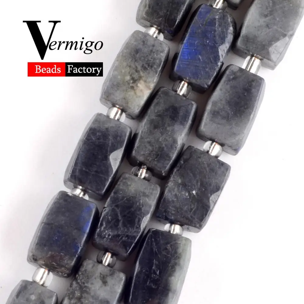 

Natural Gem Cuboid Faceted Labradorite Beads For Jewelry Making 11*15mm 21pcs Spacer Loose Stone Beads DIY Bracelet Necklace 15"