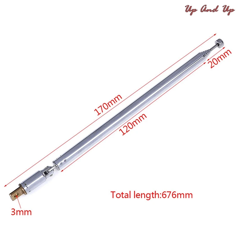 

New Arrival 7 Sections Telescopic Antenna Aerial for Radio TV silver Expanded total length 765MM