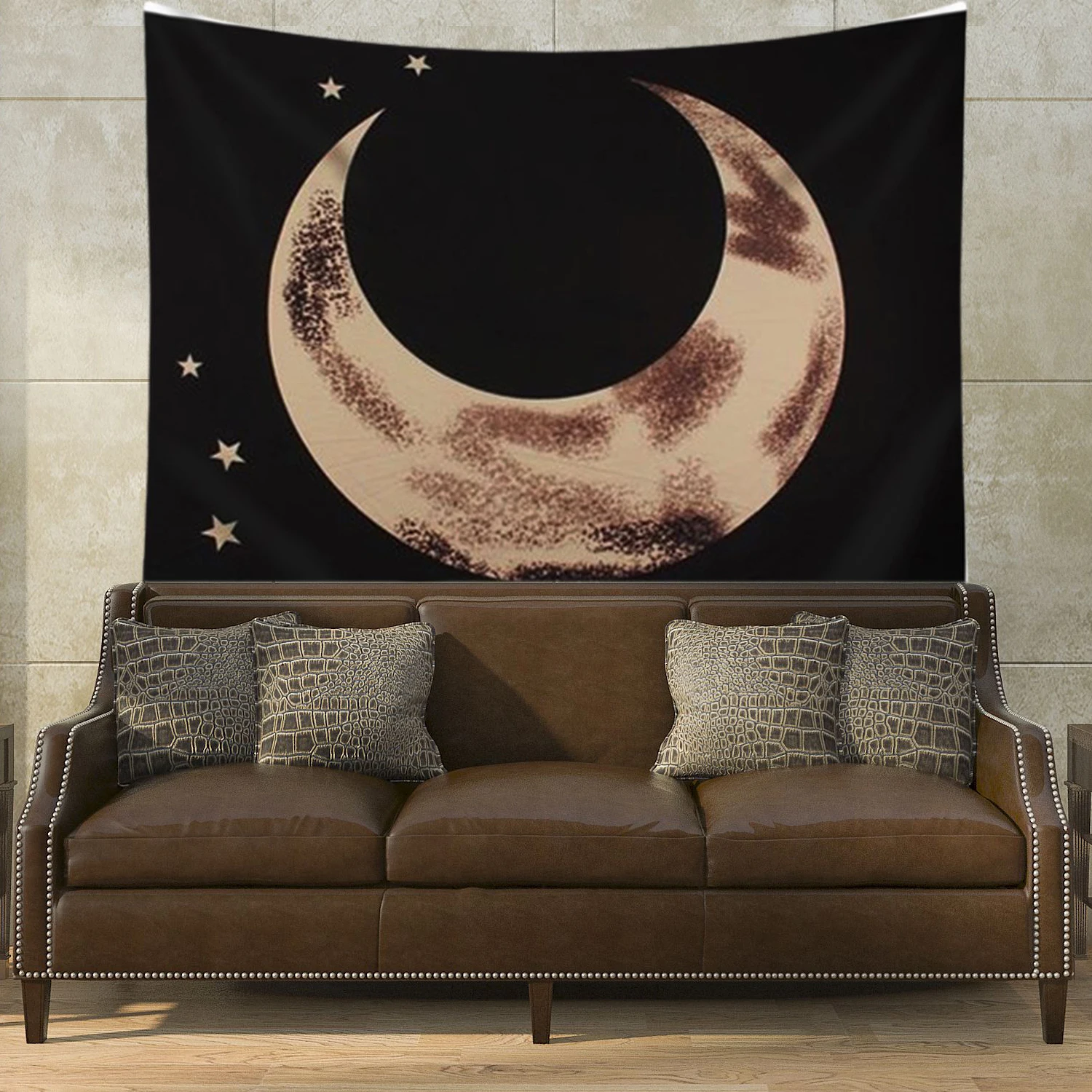 

Black Wall Tapestry Moon Star Mandala Astrology Hippie Boho Trippy Tapiz Aesthetic Night Sky Home Wall Decor Bedroom Yoga Blanke