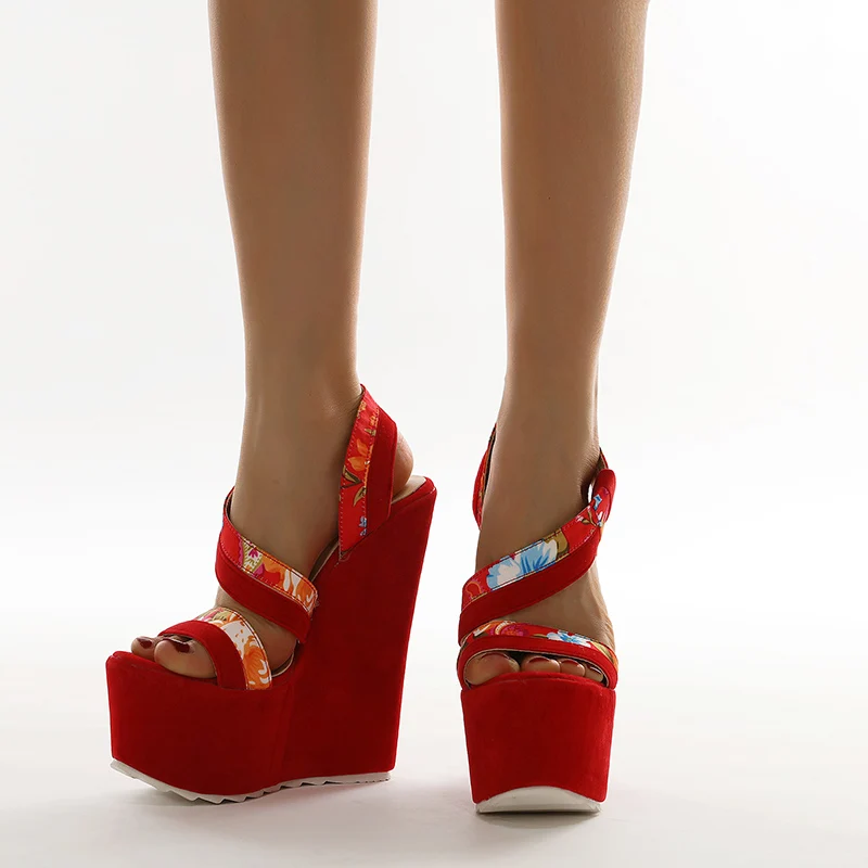 

Suollavie Summer Sexy Buckle Strap Platform Women Sandals Peep Toe Colors-block Wedge High Heels Ladies Party Pumps Shoes 35-42