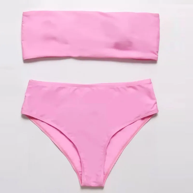 Женский купальник 2019 сплошной цвет высокая талия бикини сексуальный Бразильский