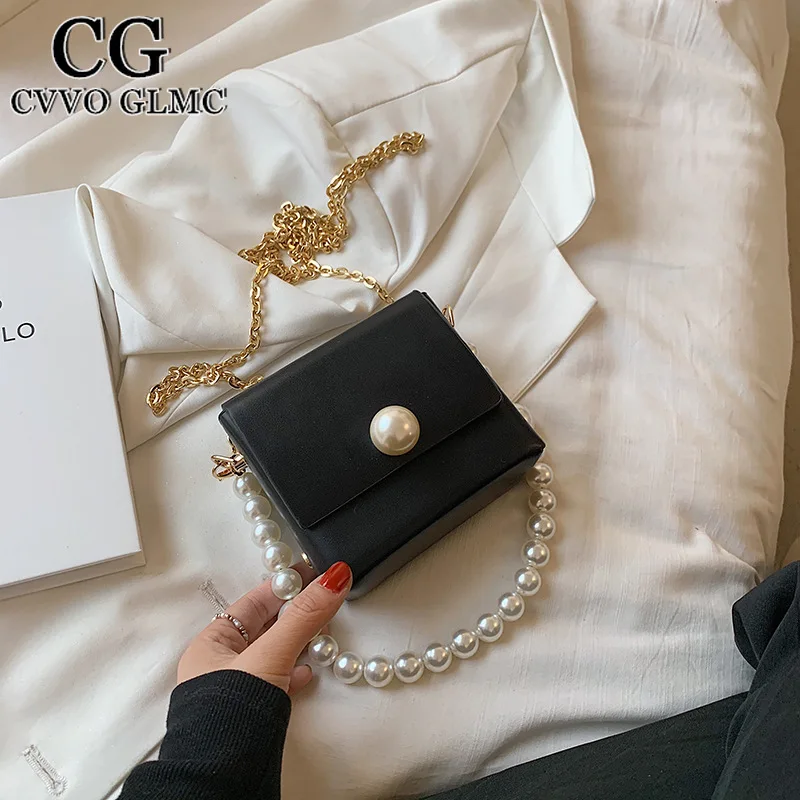 

Cvvo Glmc Mini Pearl Beaded PU Leather Crossbody Bag 2021 Women Sweet Shoulder Handbags Fashion Brand Luxury Trendy Purses