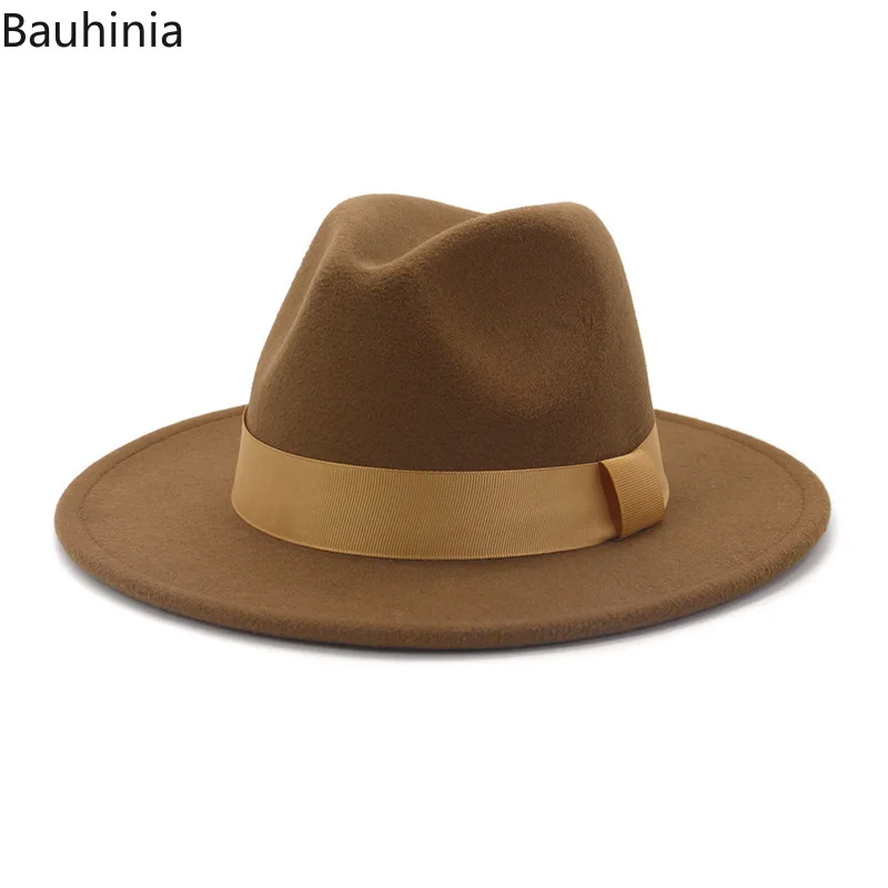 

Men Women Panama Fashion Wool Fedora Hat Wide Brim Jazz Hat Church Hat Elegant Lady Fascinator Pop Hat Party Hat Size 56-58CM