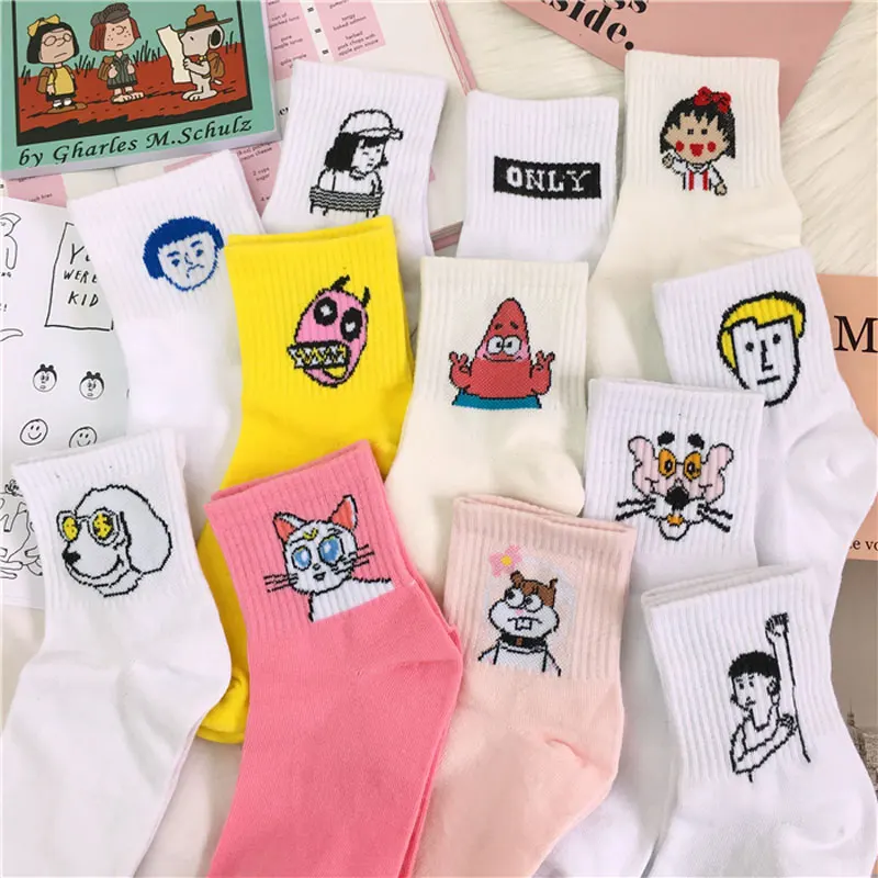 Женские хлопковые носки с героями мультфильмов короткие милые Носки рисунком