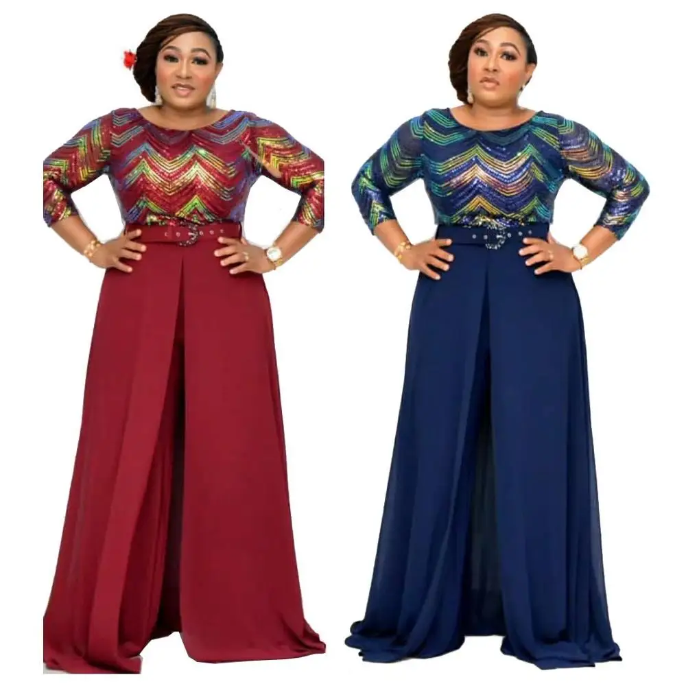 

Winter New Fashion Long Sleeve Party African Women's Sequins Party Maxi Dress Dashiki Traditional Chiffon Roba Africaine Femme