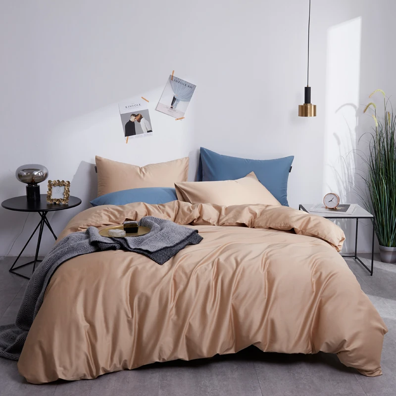 

Solid color Classic Bedding Set 3 Sizes Milk coffee color Winter Cotton Warm Solid Color Home Textiles 1pcs Duvet Cover
