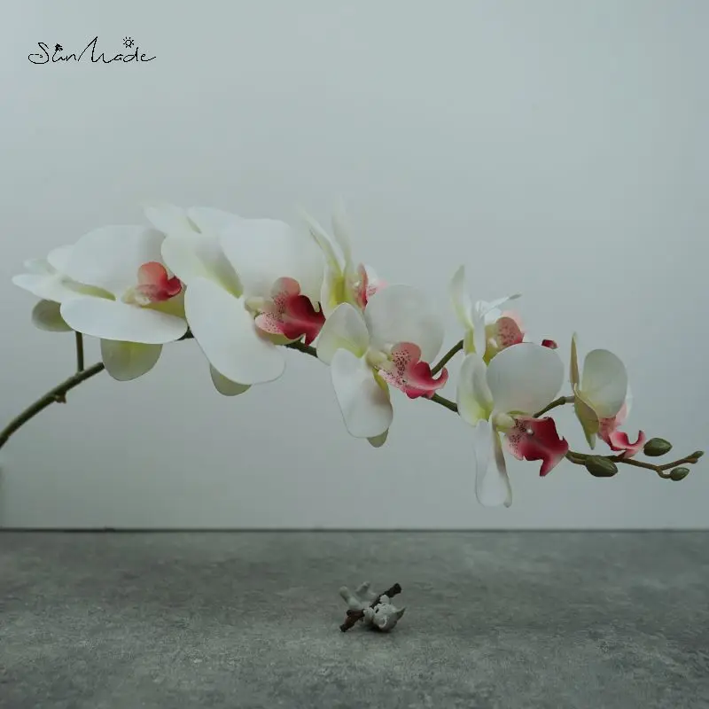 SunMade 9 головок ветка орхидеи белые цветы искусственные домашний декор свадебное