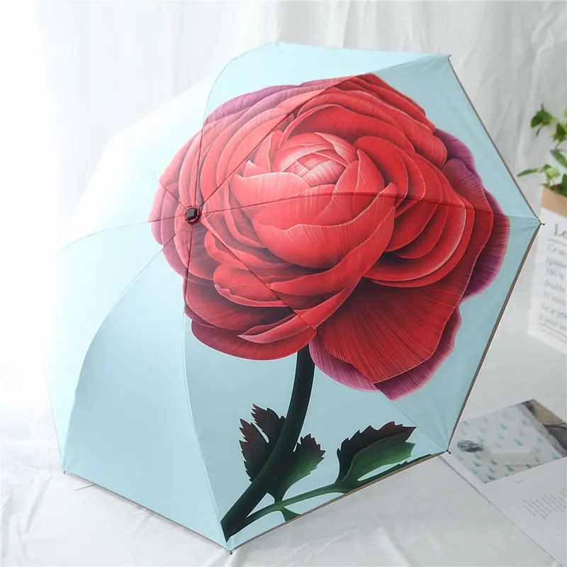 

White Flower Folding Ladies Umbrella Windproof Lightweight Waterproof Umbrella Portable Regenschirm Household Umbrella JJ60YS