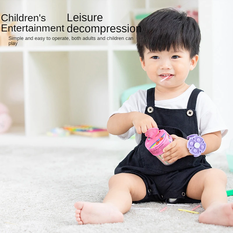 

New Pop It Stress Relief Squeeze Fidget Rotating Bracelet Bubble Intelligence Development Brain Puzzle Children Toy Freeshipping