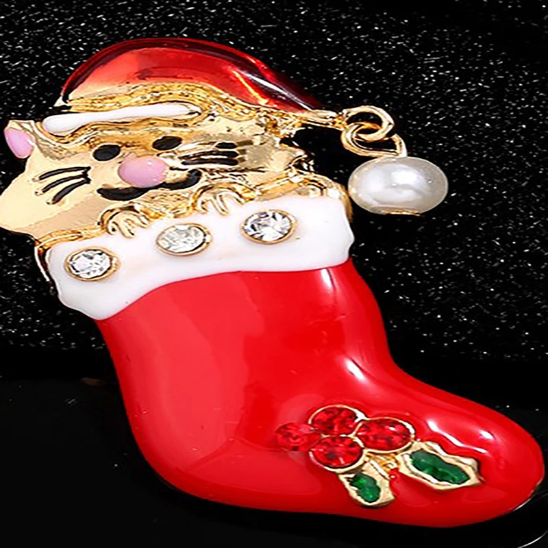 Рождественские Броши заколки милый Санта Клаус шляпа перчатки колокольчики