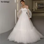 Платье Свадебное ТРАПЕЦИЕВИДНОЕ со съемными рукавами-фонариками в стиле бохо