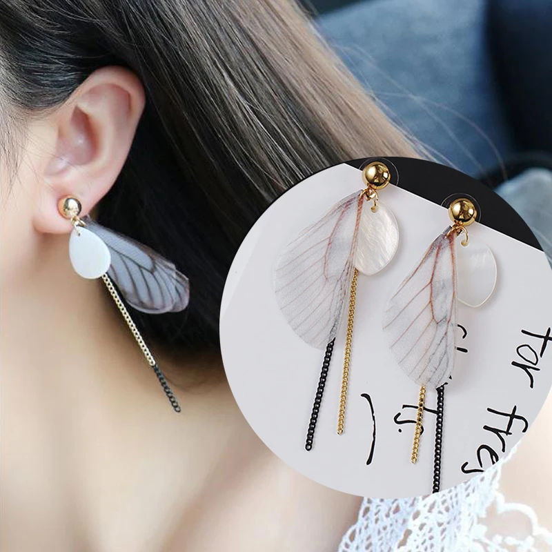 2019 модные пряжа ручной работы серьги в виде бабочек длинные розовые крылья