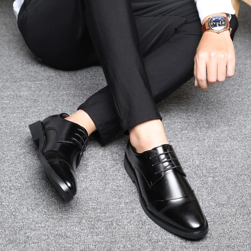 

2020 Men Leather Shoes Elegant Oxfords Party Shoes Mens Formal Footwear Big Size Office Shoes