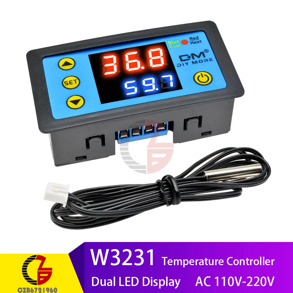 110V-220V Red-Blue 110V 220V 12V C/F цифровой регулятор температуры Термостат Термометр для внутреннего и наружного инкубатора регулятор задержки нагрева охлаждения - Цвет: 110V-220V Red-Blue