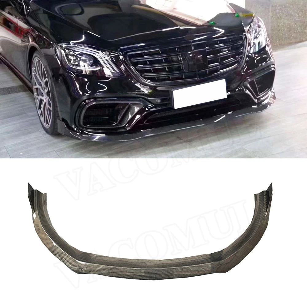 

Carbon Fiber Front Bumper Lip Chin Spoiler Car Accessorise for Benz S Class W222 S63 S65 AMG 2018 2019 Auto Car Parts Styling