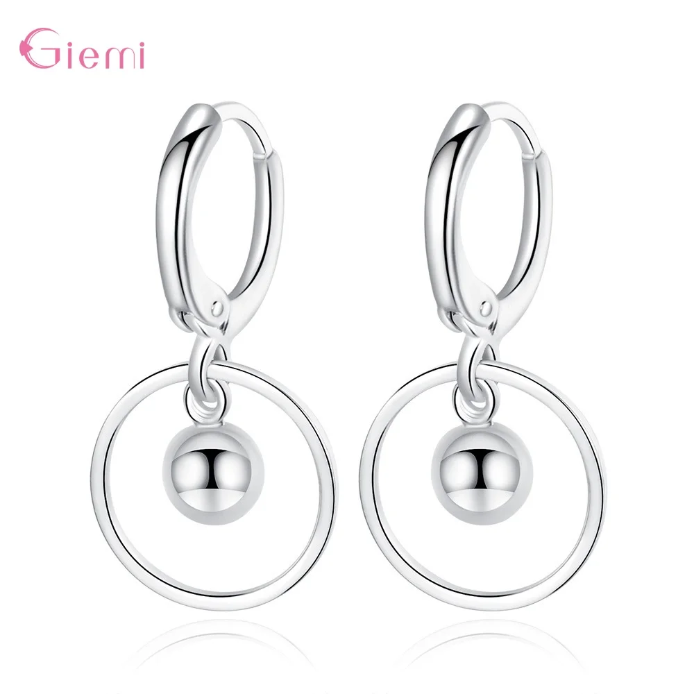 

New Fashion 925 Sterling Silver Water droplet Earring for Women Girl Circle Dangle Earrings Jewelry Brincos Gift