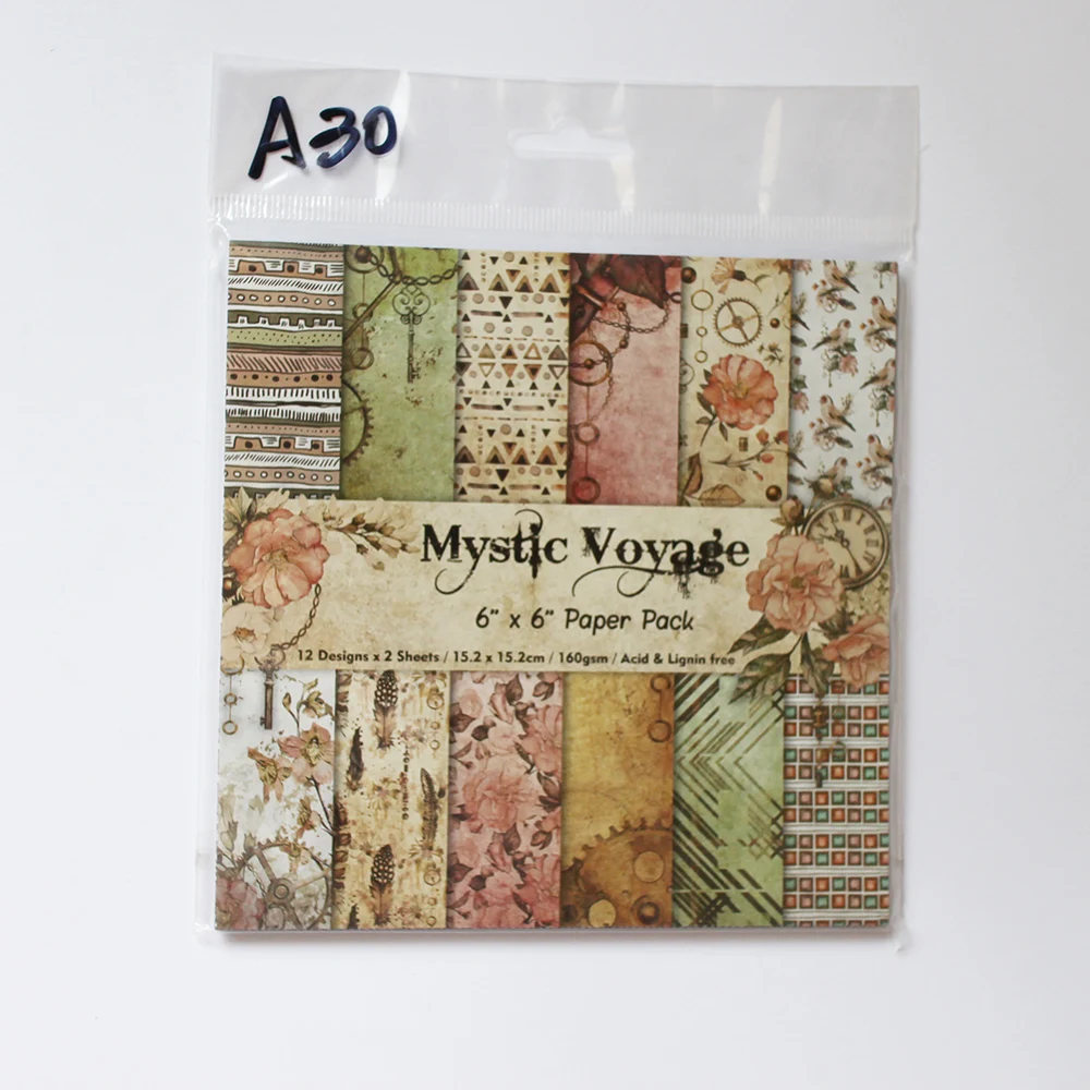 

New 6-inch Pattern Paper A30 Retro And Old Flower Bird Clock DIY Photo Album Scrapbook Hand Account Card Making Background Paper