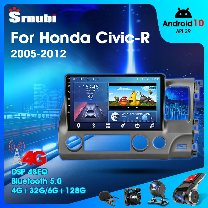 

Android 10.0 2 Din Car Stereo audio Radio for Honda Civic-R right 2005-2012 Multimedia Video Touch Screen Player 4G Wifi Speaker