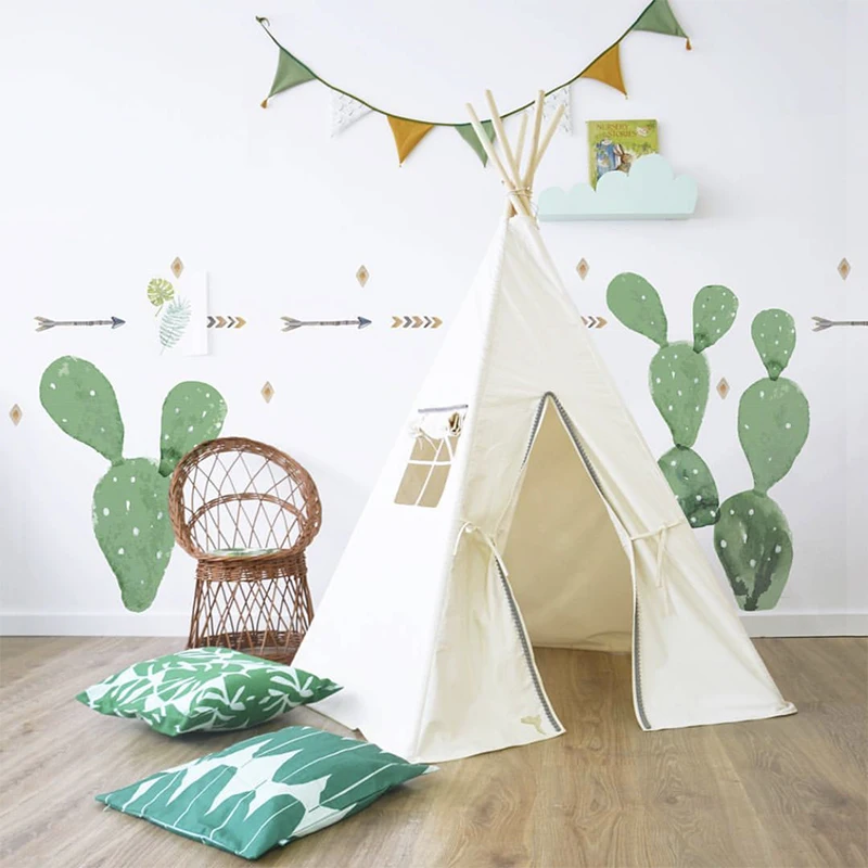 Настенный стикер для детской комнаты украшение дома кактуса зеленые наклейки