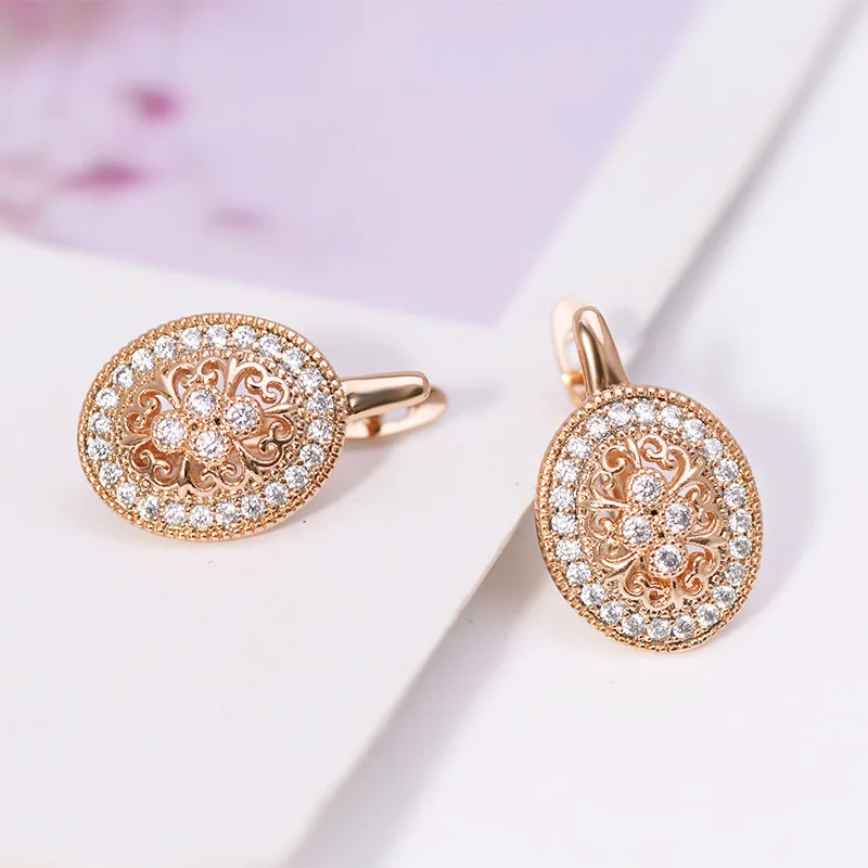 MxGxFam полый цветочный узор серьги-кольца с цирконом для женщин модные ювелирные