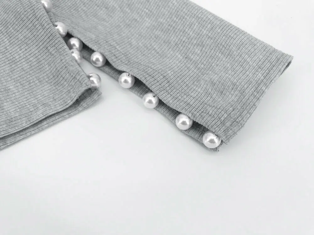 Women High Collar Lace Frill Long Sleeve Casual Tops Fashion Hollow Out Pearl Top Slim Fit Tees Ladies Autumn Warm Tee New | Женская