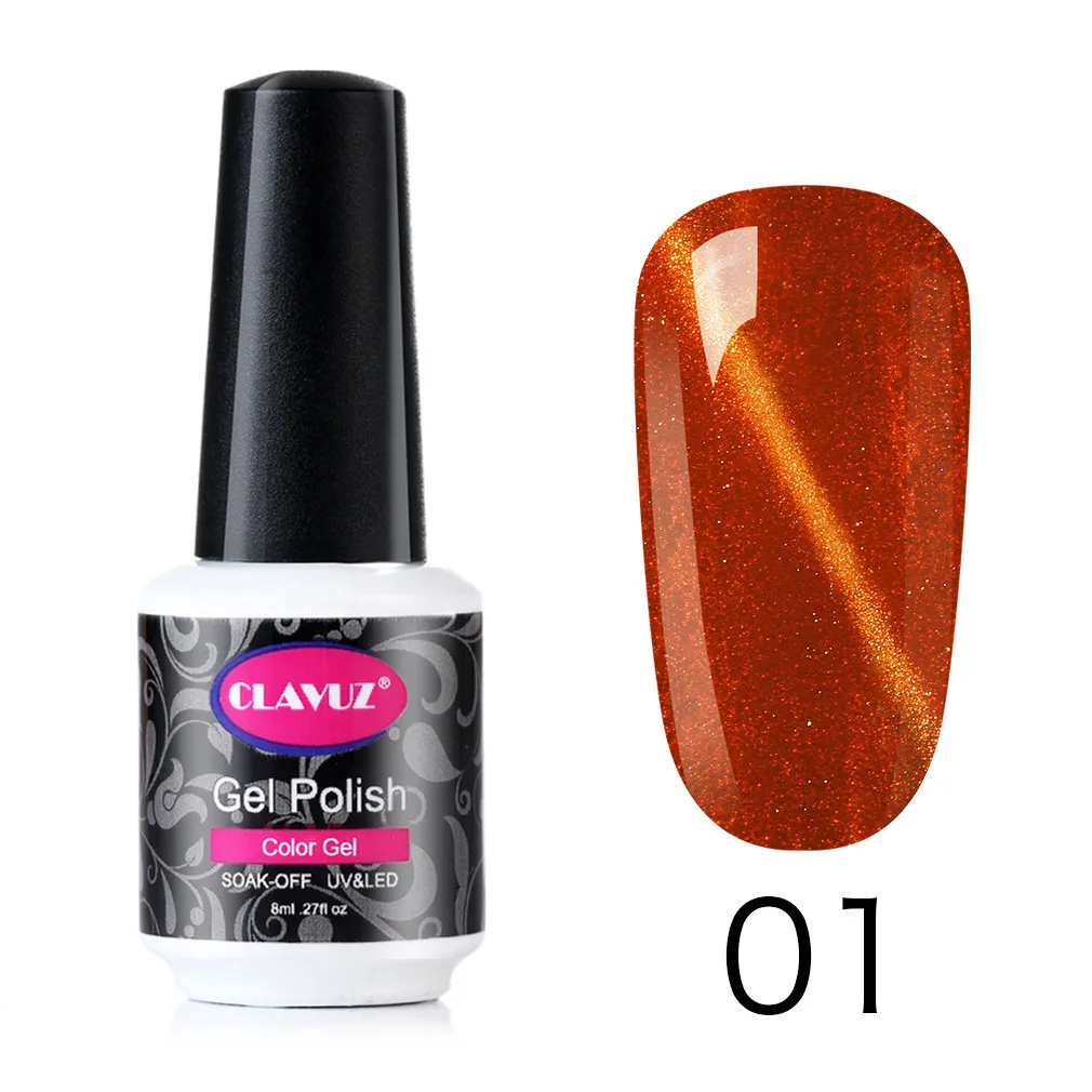 CLAVUZ 8 мл Золотой кошачий глаз лак для ногтей замачивается винно красный УФ гель