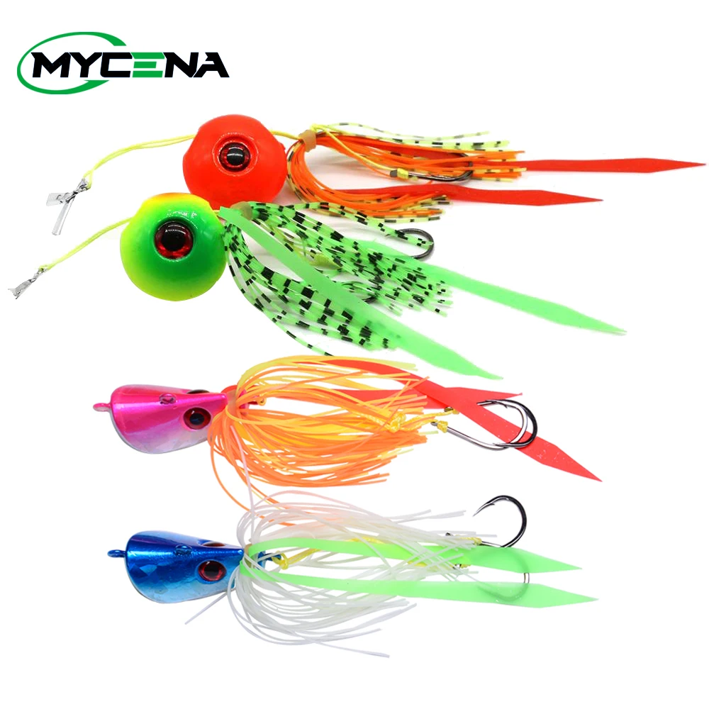 

3pcs/lot 25g 65g 85g deep sea jigging metal slow jig head with rubber skirts luminous glow japan salt water marlin inchiku