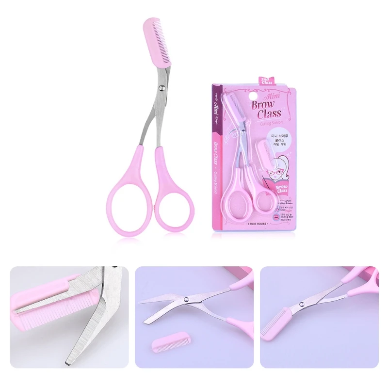 

Professional Stainless Steel Eyebrow Scissors with Comb Curved Trimmer Grooming Shaver Eyelash Hair Removal Beauty Tools