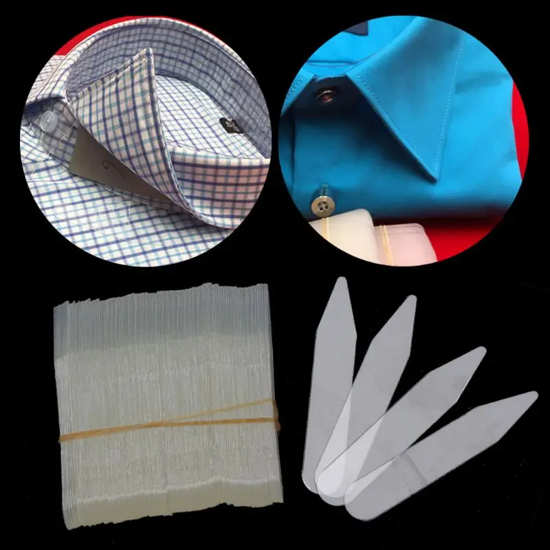 

200Pcs Plastic Collar Stays Stiffeners Stay Bones Shirt Men's Clear Collar Stays R2LE