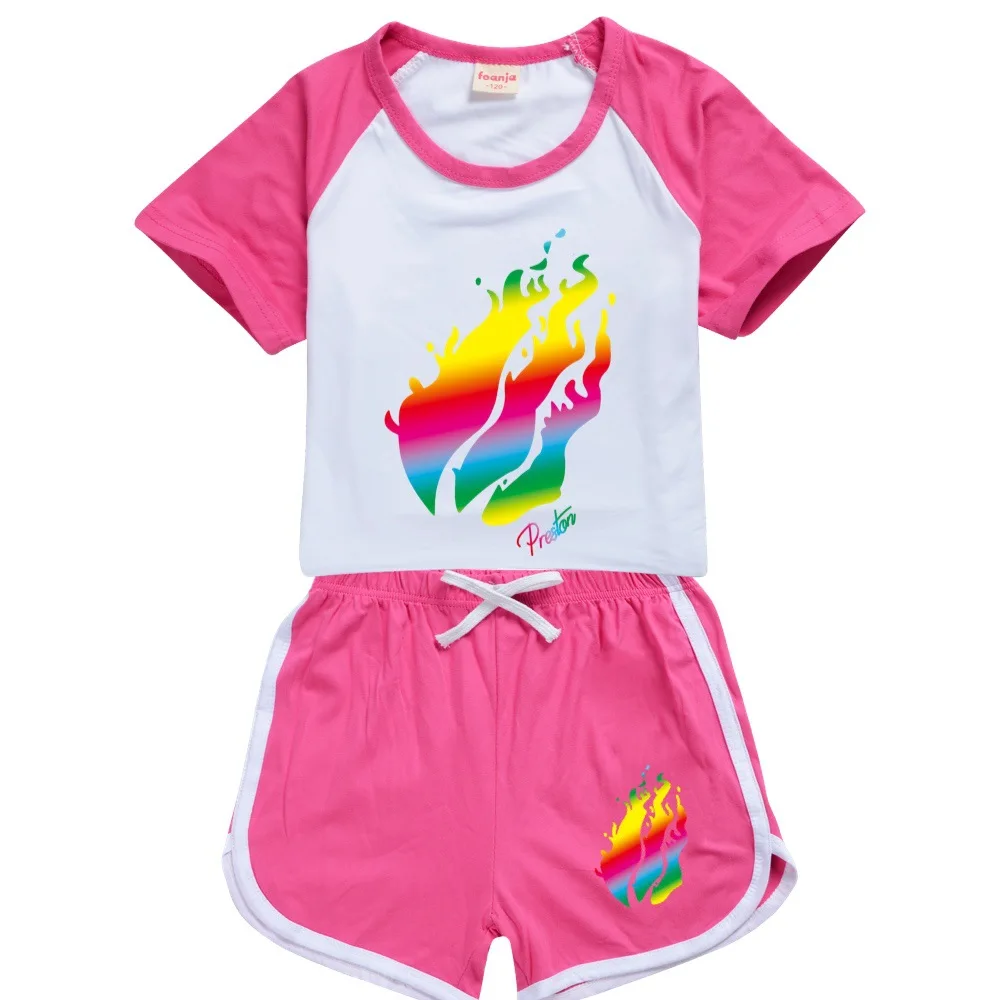 

Boys Clothing set Cartoon PRESTONPLAYZ Kids Summer Clothes Set girl casual sport outfit children Clothes Anime 2-16Y Suit