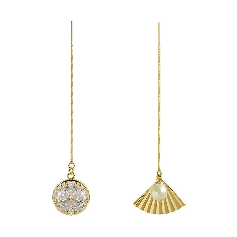 Модные геометрические Женские Висячие серьги с кристаллами асимметричные