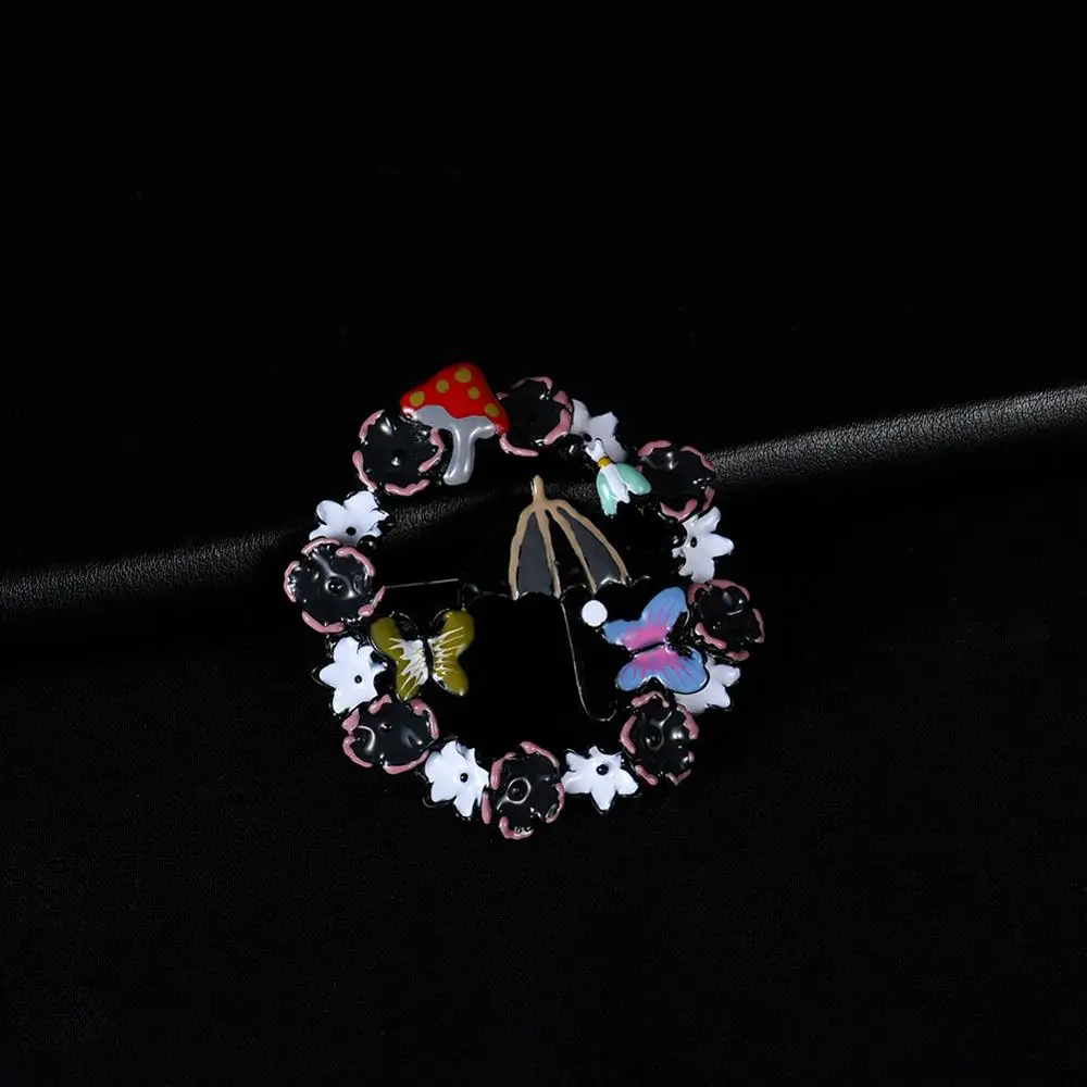 Cring Coco странная вещь Брошь Мода желтый эмаль цветок бабочка брошь в виде зонтика