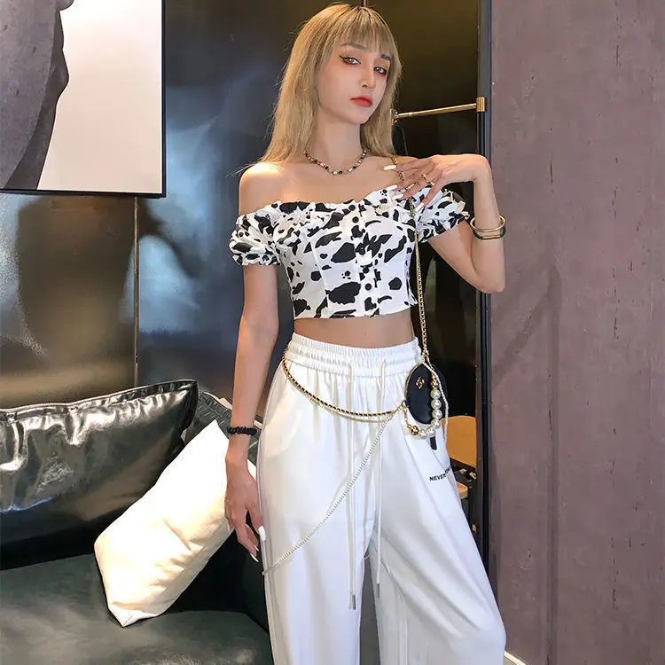 

Spring and summer thin 2021 white wide leg pants female students' high waist feeling Korean leisure loose straight pants fashion