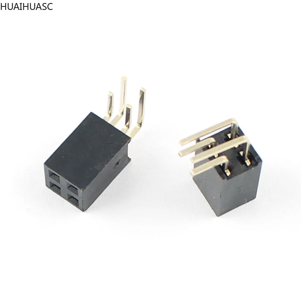 5 шт. 2 54 мм шаг 2x2 4 Pin Женский двухрядные правый угол коллектора полоса